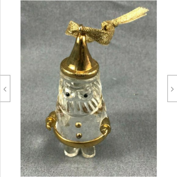 3" Santa Claus Christmas Ornament Lead Crystal 24 kt Gold Trim Handcrafted - Picture 1 of 8